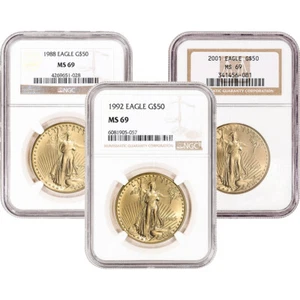 American Gold Eagle 1 oz $50 - NGC MS69 Random Date and Label - Picture 1 of 3