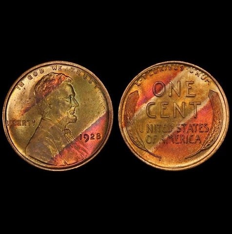 MS64RB 1928 1C Lincoln Wheat Cent, PCGS Secure- Beautiful Tab Toned Cover