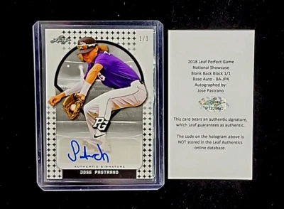 2018 Leaf Perfect Game Blank Back Black Jose Pastrano 1/1 Auto with COA - Image 1 of 4
