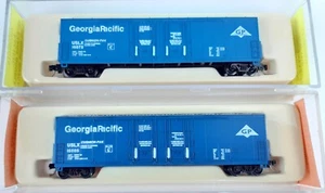 ATLAS 53FT EVANS BOX CARS X 2 GEORGIA PACIFIC USLX EXCELLENT BOXED N-SCALE(KF) - Picture 1 of 6