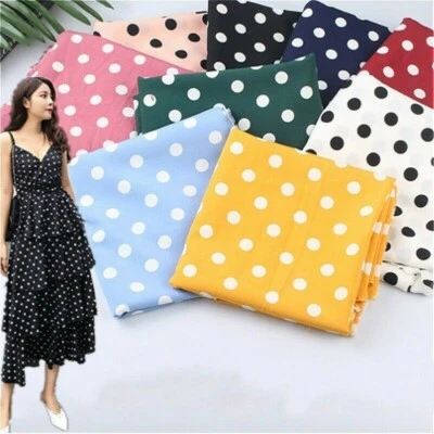 Spots Polka Dots Fabric Chiffon Material Craft for Dress Blouse 100 150cm - image 1 of 4