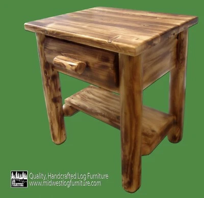 Mesita de noche de troncos ~1 cajón ~ cedro antorchado | cola de milano | hecha por Amish | envío gratuito Foto 1 de 3