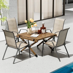 Gartenstuhl Gartenstühle Stapelstuhl Stuhl Stühle 4er Set Stapelbar Balkonstuhl - Bild 1 von 10