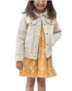 Tea Collection Faux Sherpa Button Trucker Jacket Large New Warm Outdoor Casual - Picture 1 of 8