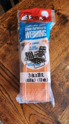 Vintage Frost King Orange W White Stripes Lawn Furniture Webbing NOS 2 1/4 x 39F - Image 1 of 2