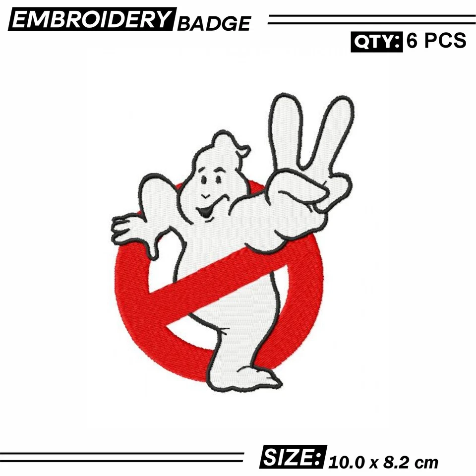Ghost Peace Sign Embroidered Patch Inspired Design Red No-Ghost Symbol Set of 6 - Image 1 of 1