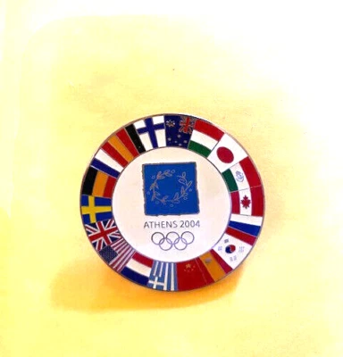 ATHENS OLYMPICS PIN FLAG OF NATIONS LARGE NEW - Image 1 of 2