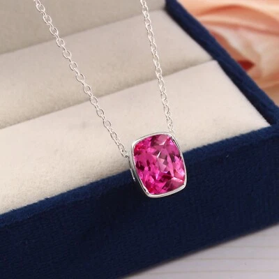 Natural Ceilán Zafiro Rosa 925 Colgante de Plata Aniversario Compromiso - Imagen 1 de 4