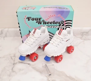 Skechers Four Wheelers Women’s Size 7 White Roller Sneakers w/ Original Box USED - Picture 1 of 24