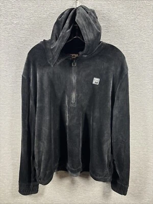 FILA Mujer Terciopelo 1/4 Cremallera Negro Pullover Sudadera con Capucha Talla 2XL Foto 1 de 4