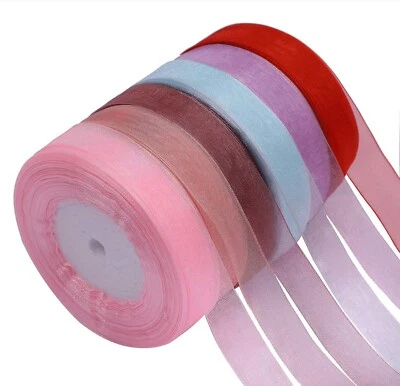 "6 Rollssheer Chiffon Ribbon Organza Satin Ribbon For Gift Bouquet Valentine - Image 1 of 4