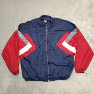 Vintage Cheetah Sport Jacket Mens XL Blue Red Windbreaker Colorblock Zip 90s Y2K - Picture 1 of 10