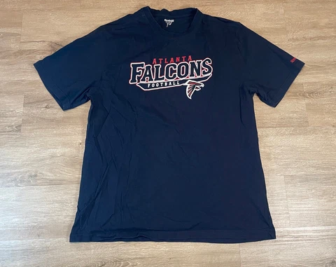 Vtg Men’s Reebok Atlanta Falcons Sz XL Graphic Crew Neck T-Shirt Black NFL Cover