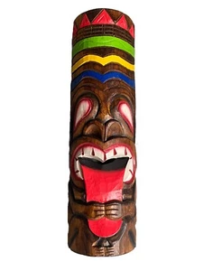 20” TIKI MASK WALL HANGER WOOD TIKI BAR HANGING WOOD ART - Picture 1 of 1
