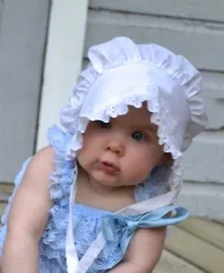 Toddler Solid White Bonnet Sunhat fits 2T, 3T, 4T,5T NEW - Picture 1 of 3