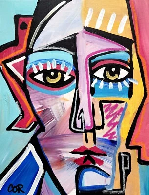 CORBELLIC EXPRESSIONISM 16X20 AFRICA MASK CUBIST FINE ART HOME INTERIOR DESIGN - Image 1 of 4