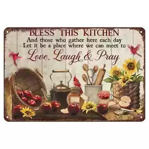 Bless This Kitchen 12 x 8 inch Metal Sign - Picture 1 of 3