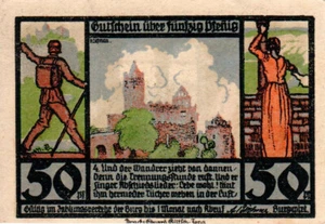 Germany, 1921, Vintage Banknote / Notegeld - Rudelsburg, Burgwirt: 50 Pfennig - Picture 1 of 2