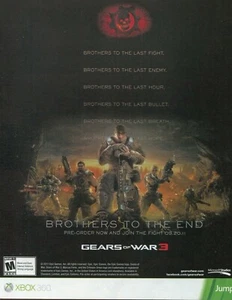 2011 Printwerbung von Gears of War 3 XBOX 360 Videospiel Werbung - Bild 1 von 2