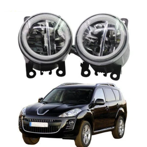LED Fog Light + Angel Eye Rings Daytime Running Lights DRL Fit For Peugeot 4007 - Picture 1 of 11