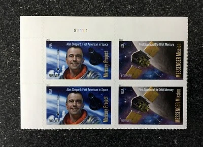 2011USA #4527-4528 Forever Mercury Project & Messenger Mission  Plate Block of 4 - Image 1 of 3