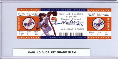 Boleto autógrafo firmado por Paul Lo Duca Dodgers 1er Grand Slam 7-11-04 JSA AX25486 Foto 1 de 3