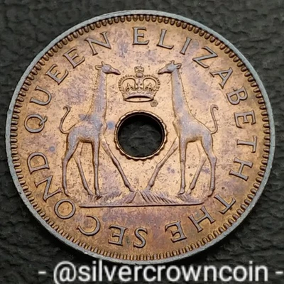 Rhodesia & Nyasaland 🇬🇧🇿🇲🇲🇼 Half Penny 1957. KM#1. 1/2 Cent coin. Giraffes - Image 1 of 4
