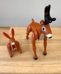 2er Set Vintage Weichplastik Weihnachten Hirsch Rentier Einweg Kopf, Beine & Hase - Bild 1 von 6