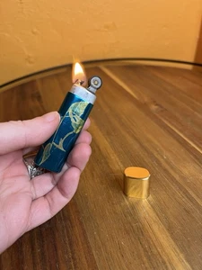 Vintage Blue & Yellow Gossamer Capsule Lighter - Picture 1 of 4