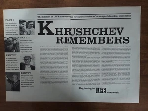 Life Magazine 1970 Vintage Print Ad Two Page Ad Khrushchev Remembers - Picture 1 of 1