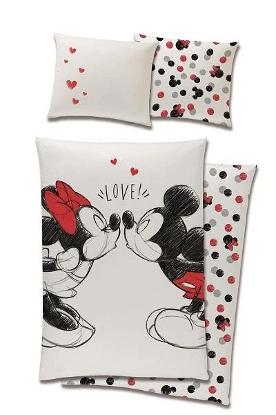 Disney Mickey Mouse Literie Set Housse de Couette Simple Euro Taille Blanc Amour - Photo 1/1