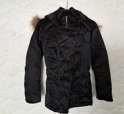 Geox Respira Breathes Womens Black Real Fur (Raccoon) Jacket Size USA 4  - Image 1 of 4