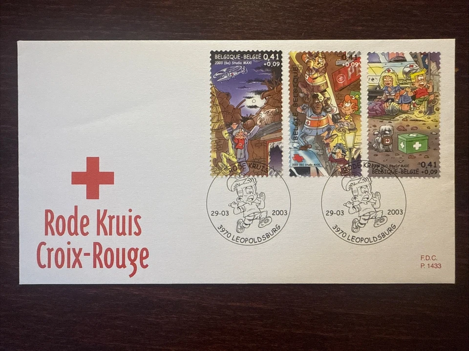 BELGIUM FDC COVER 2003 YEAR RED CROSS SAVE HELP HEALTH MEDICINE STAMP - Image 1 of 1