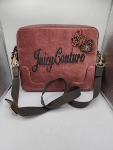 Juicy Couture Laptop Bag Vintage Y2K Computer Velour Pink Strap - Picture 1 of 16