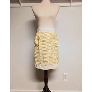 Vintage Half Apron Yellow Floral Handmade with Pockets - Picture 1 of 5