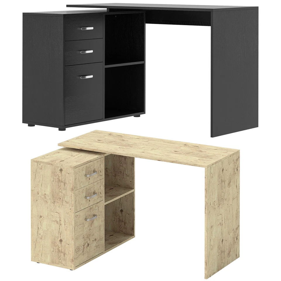 HOMCOM Scrivania ad Angolo con Cassettiera, per Ufficio e Casa, Forma a L - Immagine 1 di 1
