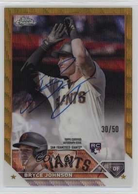 2023 Topps Chrome Rookie Gold Wave Refractor /50 Bryce Johnson #RA-BJ Auto RC - Image 1 of 2
