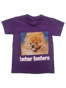 Justice Girls Purple Puppy Dog Later Haters Tee Shirt T-Shirt X-Small (4/5) - Picture 1 of 1