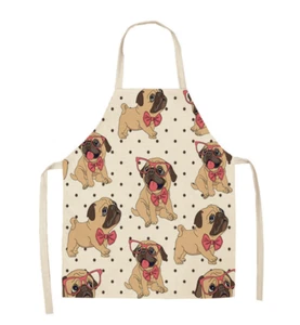 Süße lustige Retro Französische Bulldogge Mops Hund rosa gepunktet Damen Erwachsene Schürze - Bild 1 von 1