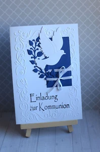 3D Einladungskarten Konfirmation Kommunion  royalblau - Bild 1 von 4
