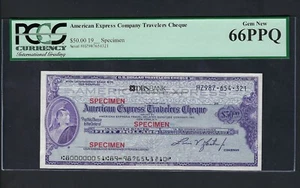 Unites State American Express Cheque 50$ Specimen Uncirculated  - Picture 1 of 2