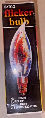 Satco S3656 3W 120V Flame Tip 32mm E12 Candelabra Base Flicker Bulb, Clear - Image 1 of 2