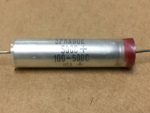(2 PC)  SPRAGUE  500D107M050DH5   500D+ 100-50DC  CAPACITOR, ELECTROLYTIC, FIXED - Picture 1 of 3