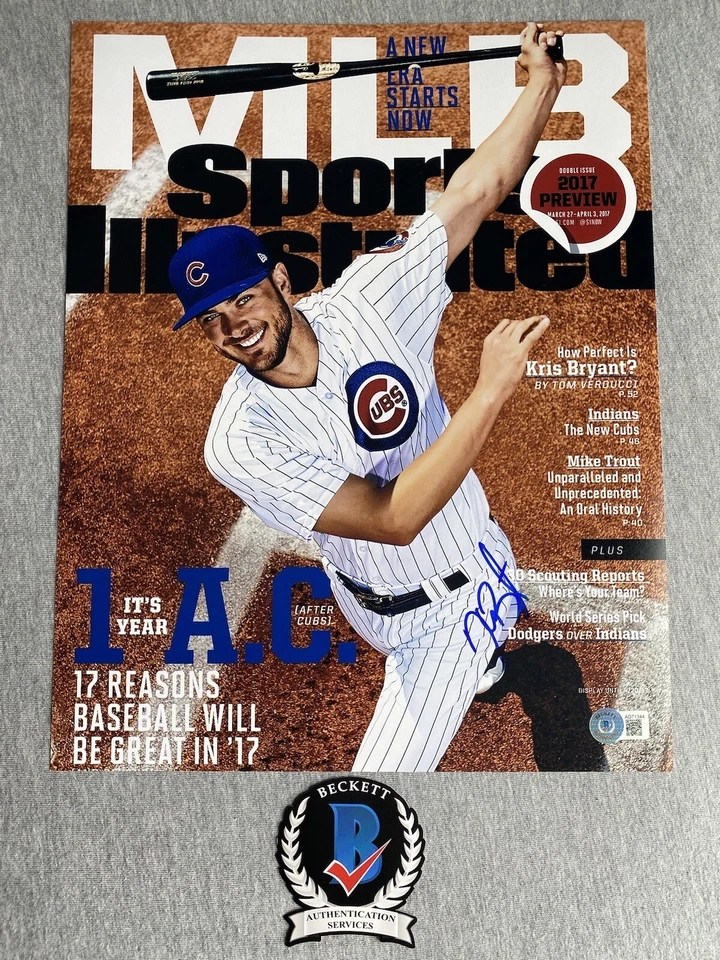 CUBS- KRIS BRYANT AUTOGRAPH 11x14 SPORTS ILLUSTRATED COVER PHOTO BECKETT COA - Image 1 of 1