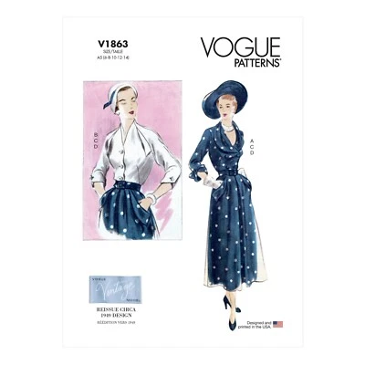 Vogue Schnittmuster V1863 - Bluse und Rock - Vintage 1949 - Bild 1 von 4