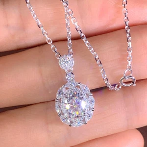 Elegante Collar Colgante Mujer Plata 925 Relleno Circonita Cúbica Boda Joyería - Imagen 1 de 5