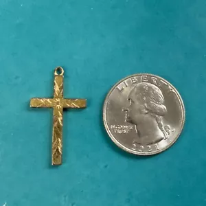 Vintage geätztes Gold Kruzifix Kreuz 1/20 12 KT Gold GF 1" Halskette Charm Anhänger - Bild 1 von 5