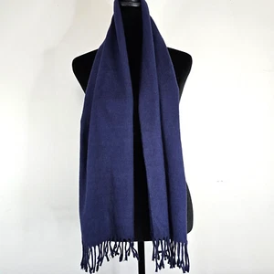 Christian Dior Monsieur Scarf 100% Cotton NavyBlue Fringed 53x12 Classic Muffler - Picture 1 of 7