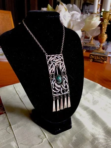 Art Deco Silber-Collier Feinsilber mit Almadin - Bild 1 von 6