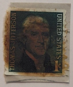 US-Briefmarke ~ THOMAS JEFFERSON ~ 1¢ Green Stamp ~ gebraucht/veröffentlicht ~ 1968 -03 - Bild 1 von 6